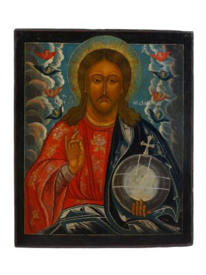 Icona ortodossa di Cristo Pantocrator del XVIII secolo da Uglich, espressa con maestria artistica e profonda spiritualità, disponibile su ArteNetworkIcone.