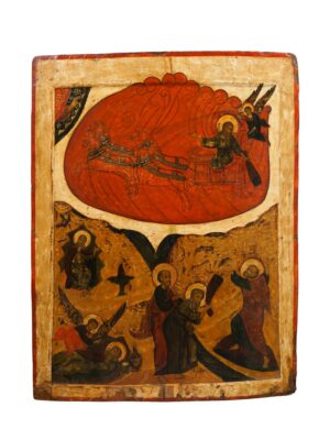 Icona religiosa di Sant'Elia, originaria della Russia del Nord, seconda metà del XVII secolo, dettagliata e preservata, disponibile su ArteNetworkIcone.it.